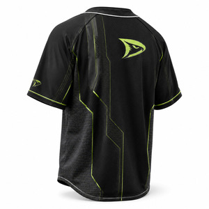 Maillot de baseball noir pour homme, manches courtes, en mesh respirant, anti-bactérien, logo brodé, fermeture boutonnée, coupe classique, sport - Product Image 4