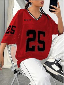 Jersey <b>Shirts</b> Y2K Graphic Tees Oversized Streetwear <b>T</b> <b>Shirt</b> V Neck Football Jersey - Product Image 2