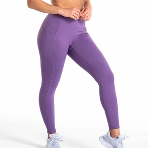 Legging OEM Custom Logo Spandex Soft Breathable Tummy Control High Waist Womens Yoga Pants Compression Leggings Pants Ladies - Product Image 3