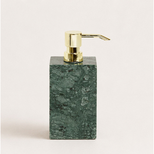 Distributeur de savon en marbre vert naturel de qualité supérieure avec pompe dorée, accessoire de salle de bain en pierre artisanal pour la décoration d'hôtels et de maisons - Product Image 3