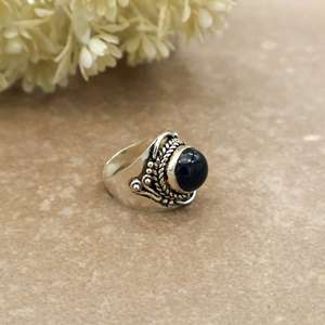 SHYAM JEWELRS Brass S925 Sterling <b>Silver</b> Black Onyx Handcrafted Vintage Bohemian Oxidized <b>Silver</b> <b>Statement</b> <b>Ring</b> Unisex Rajasthan - Product Image 3