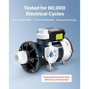 Pompe de spa 1,5 CV 110 V pour spas et baignoires, port de 1,5 pouce, débit max. 107,5 GPM, hauteur de refoulement max. 16,5 m, 100 % pompe de piscine - Product Image 6