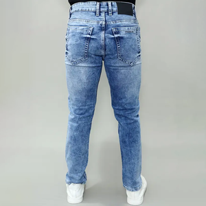 Jeans bleus stretch de qualité supérieure pour hommes, best-seller, taille mi-haute, marque Gex. - Product Image 4