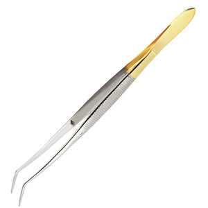 Pinzas dentales ranuradas de 160 mm con mango dorado para manipulación, colocación y ajuste de precisión en odontología - Product Image 6