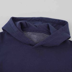 <b>Men's</b> Navy <b>Blue</b> Hooded Fleece Sweatshirt Regular Fit Solid Color Casual Long Sleeve Pocket Design Autumn Wear - Product Image 3