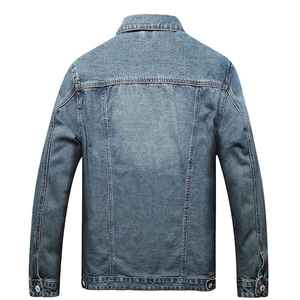 Chaqueta de Mezclilla para Hombre de Alta Calidad, Transpirable, con Rasgaduras, Corte Regular, Estilo Casual, Ligera, con Logotipo Personalizado - Product Image 2