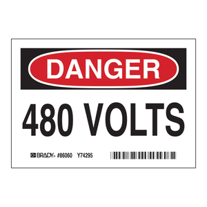 Étiquettes de danger autocollantes durables 480 volts pour zones électriques haute tension - Product Image 2