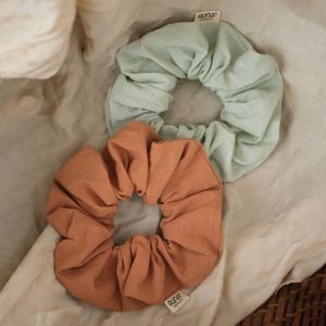 Luxury 100% Cotton Pre-Washed Scrunchie Solid Color Soft Eco-Friendly Elastic Hair <b>Tie</b> High-Quality Hair Accessories Casual - Product Image 5