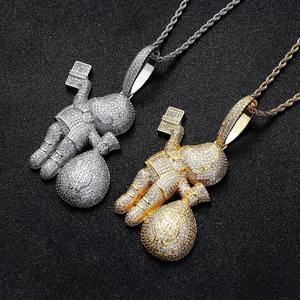 Nuevo Collar de Gran Tamaño con Colgante de Diamantes de Alta Calidad, Diseño de Dibujos Animados, para Hombre, Estilo Hip Hop, Joyería Brillante, Estilo Rock - Product Image 1