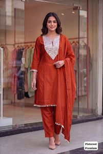 Indian Latest Traditional Embroidery Work Salwar Kameez Set for Casual Daily Wear Ankle Length Regular Fit for Women Fancy Wear - Product Image 3