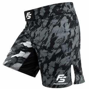 Shorts MMA pour hommes, imprimé camouflage noir, coupe classique, évacuation de l'humidité, séchage rapide, respirant, écologique, qualité supérieure, coutures invisibles - Product Image 1