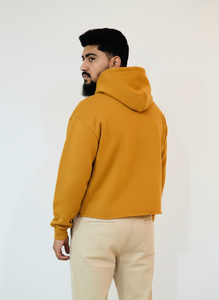 Mustard <b>Men's</b> Oversized Hoodie 100% Cotton French Terry Casual Hooded Sweatshirt Autumn Style White Print Front Logo - Product Image 3