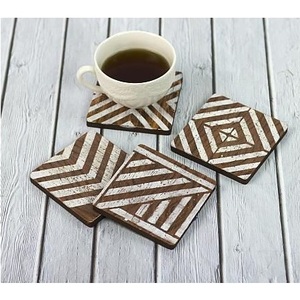 Nouvel Arrivage – Sous-verres en marbre et bois, forme carrée, pour thé et café, usage en cuisine, sur table ou en hôtel, vente en gros - Product Image 5