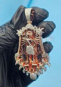 Colgante de Estilo Religioso Santa Muerte, Colgante Hip Hop, Colgante Chapado en Oro de Plata 925, Colgante Bling para Raperos, Colgante de San Judas Tadeo - Product Image 4