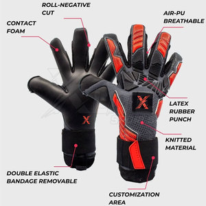 Hot Selling Football Soccer Leather Palm Non-Slip Breathable Full Finger Goalkeeper Training Gloves for Men Youth Training <b>Games</b> - Product Image 3