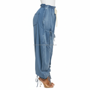 Women's Baggy Pants <b>High</b> <b>Waist</b> Drawstring Multi-Pocket Breathable Custom OEM Wholesale - Product Image 3