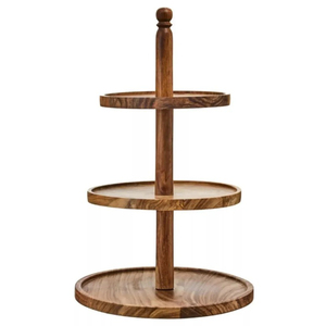 Natural Mango Wood 2 Tier Cake Stand Round Brown Polished Dessert & Cupcake Display Stand For Wedding & Home Decoration On Sale - Product Image 6