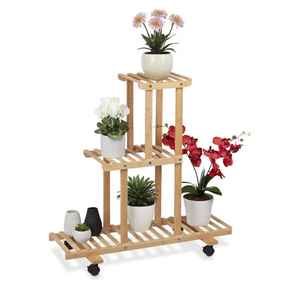 Support à plantes compact en bois, petit support pour plantes d'intérieur, porte-pot de fleurs, étagère de présentation pour la maison, le bureau, le balcon, décoration - Product Image 3