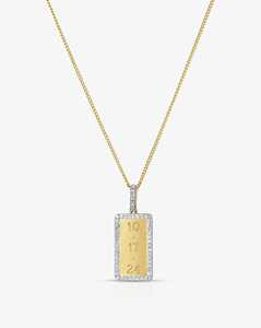 Personalized <b>Initial</b> Rectangle Charm Pave Set Custom Engraved Letter Round Lab Grown Diamond Pendant Necklace 14K 18K Solid Gold - Product Image 1