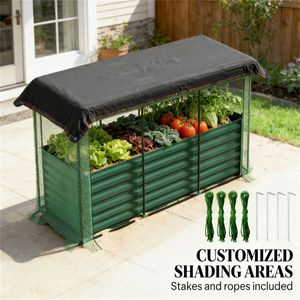 Bac de jardin surélevé et jardinière verte avec filet pour plantations extérieures - Product Image 4