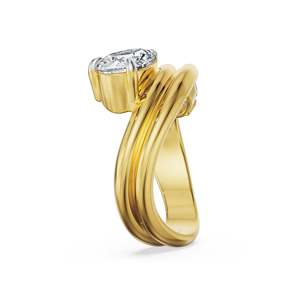Bague en moissanite bicolore en forme de goutte pour femme, bague en argent à design ouvert avec pierres taillées en poire, bijoux de mode - Product Image 4