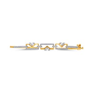 Bracelet en or jaune 9 carats exquis avec diamants de laboratoire, double rectangle, détails perlés complexes, design élégant et classique pour femmes - Product Image 1