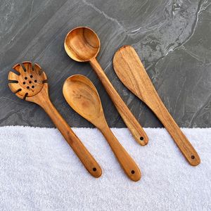 Juego de utensilios de cocina de madera de acacia: espátula, cuchara y cucharón para servir pasta, ecológicos - Product Image 1