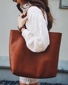 Vintage Leather Tote Bag Casual Shoulder - Product Image 2