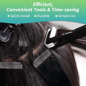 Pince à extensions capillaires professionnelle en acier inoxydable étanche pour micro-anneaux, outil de pose pour femmes, à mâchoires plates noires pour sertissage - Product Image 4