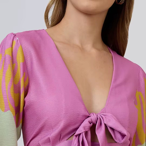 Vestido Midi de Verano para Mujer, 100% Algodón, Estampado Floral, Tejido de Chifón, Formal, con Volantes, Transpirable, Impresión Digital Ecológica - Product Image 1