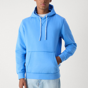 <b>Men's</b> Blue Hooded Sweatshirt Plain Hoodie Custom Wholesale Hoodie Cotton Fleece Casual <b>Pullover</b> with Pocket Comfort Autumn Wear - Product Image 2