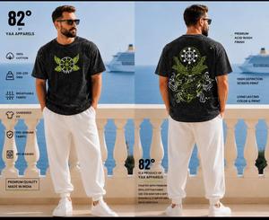 82 °   Camiseta de Algodón Roja Extra Grande para Hombre de YAA APPARELS con Estampado de Dragón, Acabado Lavado Ácido, Diseño Casual de Manga Corta y Cuello Redondo - Product Image 3