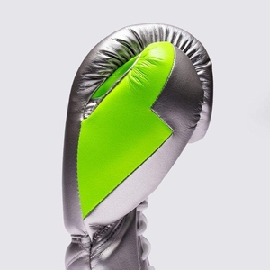 2026 Factory Manufacture Brand New Latest Design <b>Silver</b> & Green Fly Boxing <b>Gloves</b> Cowhide Leather Fly Training & Sparring <b>Gloves</b> - Product Image 5