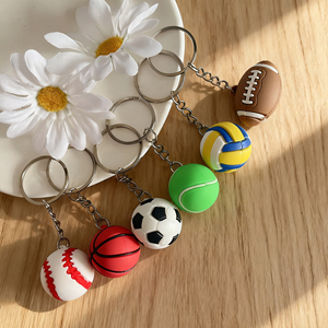 QYS <b>Custom</b> 3D PVC Rubber Football Mascot Keychain Cartoon Silicone <b>Key</b> <b>Ring</b> Sports Souvenir Gift - Product Image 6