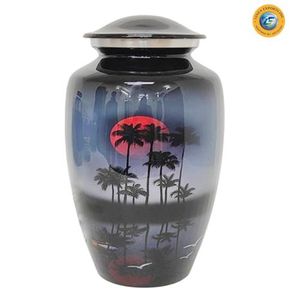 Urna Funeraria Negra con Diseño de Árbol al Atardecer para Adultos, Marca Linea - Product Image 2