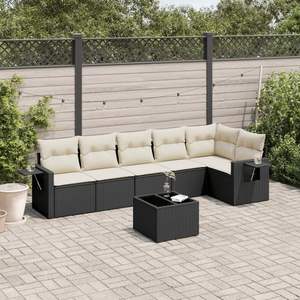 Conjunto de Sofás de Jardín de Ratán PE Negro con Patas Ajustables Grandes, Sofás de Jardín Ajustables - Product Image 1