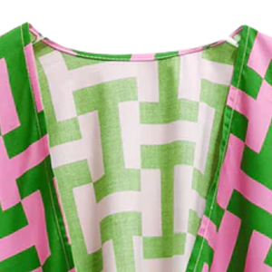 AKA <b>Pink</b> & Green Geometric Viscose Ruana Lightweight Kimono Cover Up Open Front Shawl <b>Wrap</b> Women's Fashion - Product Image 2