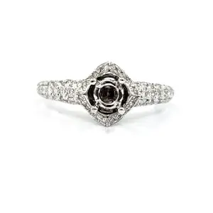 KOK yaratıcı üretici toptan fiyat güzel takı 18K katı beyaz altın doğal elmas yarı montaj nişan yüzüğü