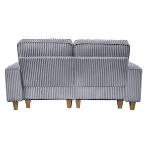 Canapé 2 places confortable en velours côtelé avec assise profonde, porte-gobelets en acier inoxydable brossé et 2 coussins décoratifs pour salon - Product Image 6