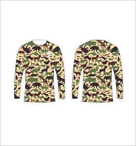 เสื้อยืดแขนยาวลายพรางสีน้ำตาลสำหรับผู้ชาย ลายกบ คอกลม เสื้อยืดลำลอง สตรีทแวร์ เสื้อออกกำลังกาย เสื้อสำหรับเล่นกีฬา - Product Image 4