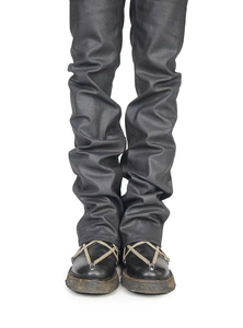 Jeans de Mezclilla para Hombre, Corte Flare, Estilo Hiphop, Cintura Media, Transpirables, Marca Americana de Alta Gama, Algodón Personalizado de Alta Calidad, Color Negro Encerado, 2026 - Product Image 3