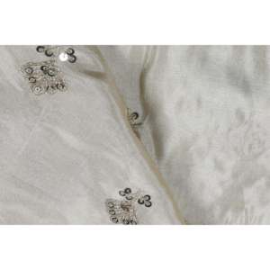 Tissu en filet avec broderie dorée, tissu Chanderi teignable, 44 pouces de large, motif Zari traditionnel au mètre - Product Image 1