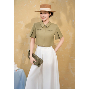 Blusa Elegante para Mujer, Color Oliva, Cierre Frontal con Cremallera, Estilo Oficina, Casual de Negocios, Cómoda, Tipo Croptop, ODM OEM LEX - Product Image 1