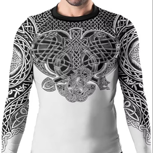 Custom Design Men's Long Sleeve Rashguard BJJ Compression Wear 100% Polyester Premium Quality OEM Service <b>Heat</b>-Transfer Printed - Product Image 1