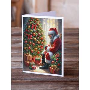 Cartes de voeux miniatures Pinscher Père Noël Lot de 8 cartes de note vierges A7 fantaisistes avec enveloppes Taille 5x7 - Product Image 2