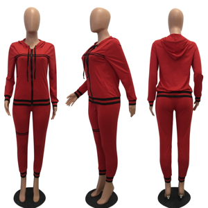 Ensemble sportif 2 pièces noir pour femme, haut à manches longues avec fermeture éclair, leggings taille haute, couleur unie, tricoté en spandex et polyester, toutes saisons - Product Image 6