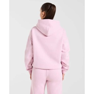 Sweat-shirt à capuche surdimensionné en molleton pour femme, imprimé lettres bleues, poche avant, coupe classique, pour l'automne - Product Image 4