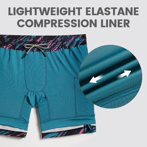 Shorts de sport multi-poches pour homme, séchage rapide, avec fermeture éclair et poche pour téléphone, motif imprimé, spandex, polyester, taille élastique - Product Image 3