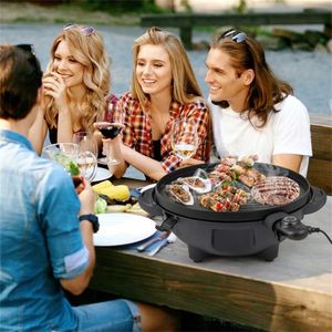 Grill Elettrico Rosso da 1200W con Doppia Zona di Cottura 2-in-1, da Terra e da Tavolo, per 6-10 Persone, Ideale per Cucine Esterne - Product Image 6