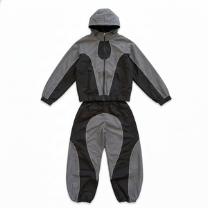 Custom Two-Piece Streetwear Set, Nylon and Polyester <b>Jackets</b>, Lightweight Jogger Pants, Men's <b>Workout</b> Set - Product Image 1